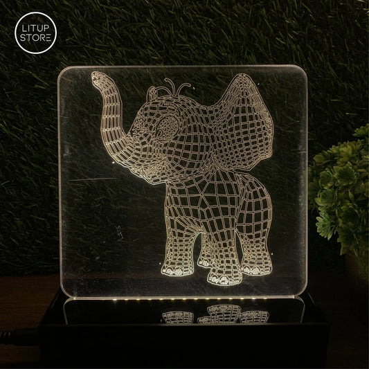 Cute Elephant - Crystal Lamp