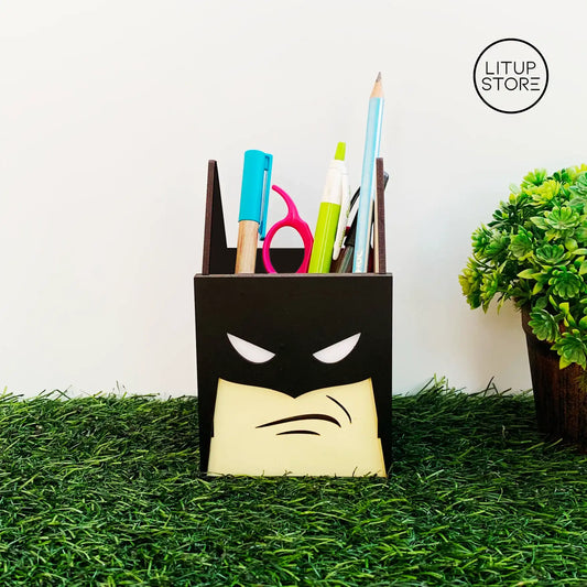 Batman Superhero Pen Holder | Wooden Premium Design | Multipurpose Desk Organiser