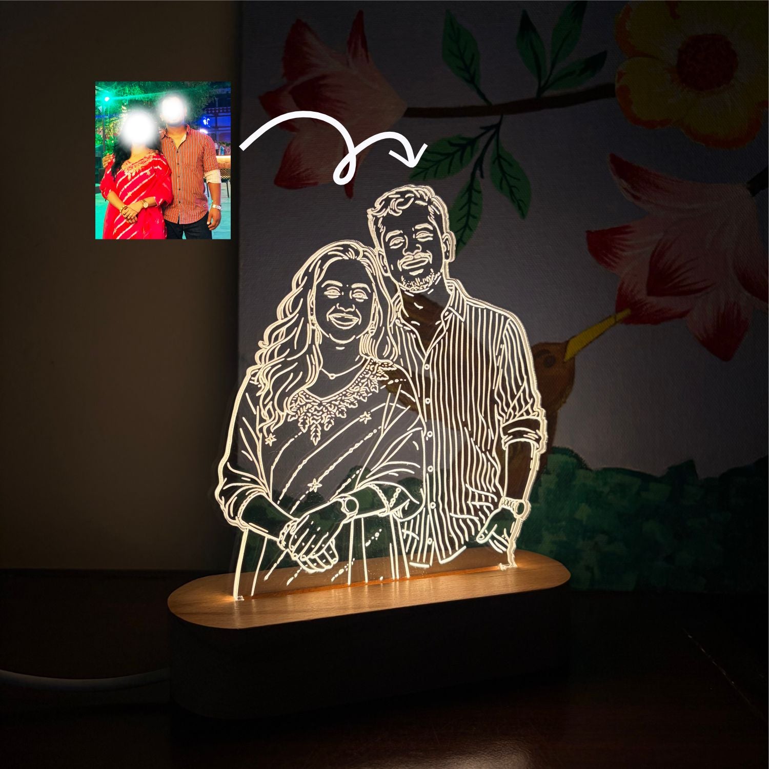 Personlised Couple Potrait LED Lamp | Valentine's Day Special ❤️