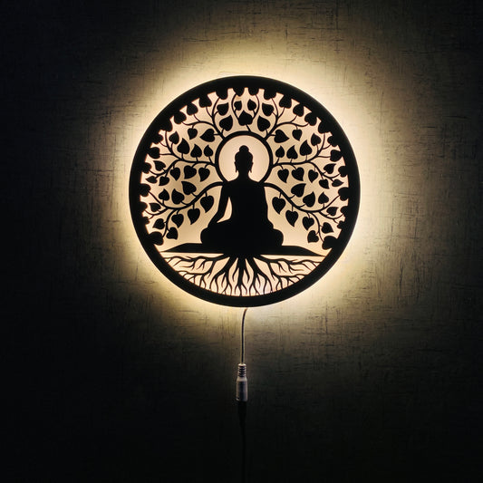 Buddha Under the Bodhi Tree Backlit LED Wall Logo