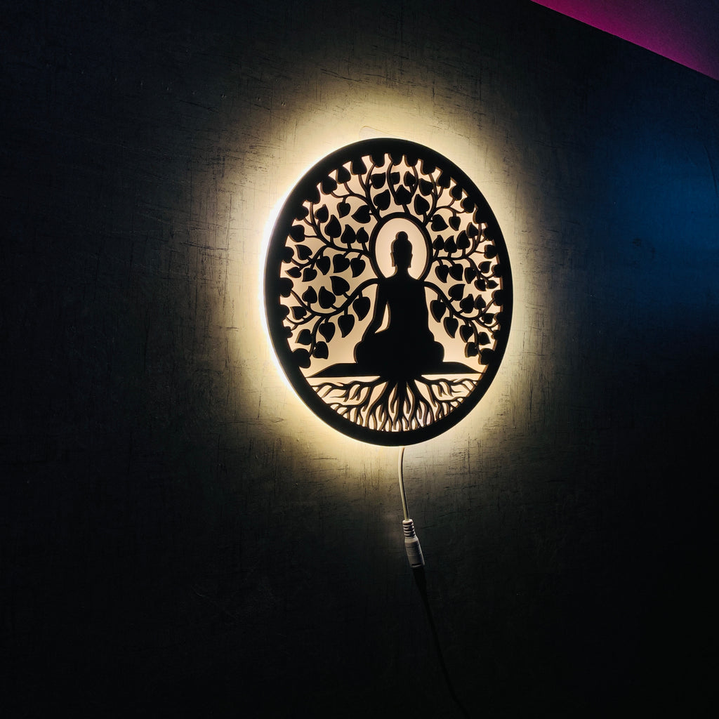 Buddha Under the Bodhi Tree Backlit LED Wall Logo