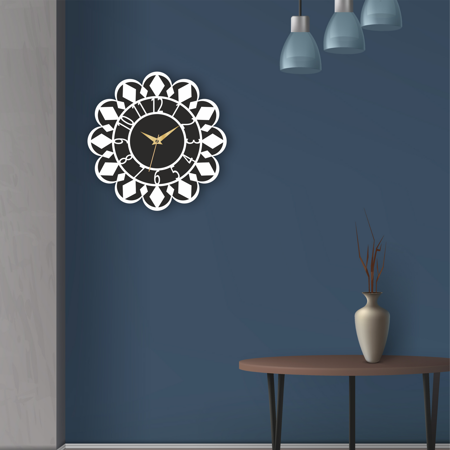 Premium Diamond Design Wall Clock | Wooden Wall Clock | 12x12 Inch