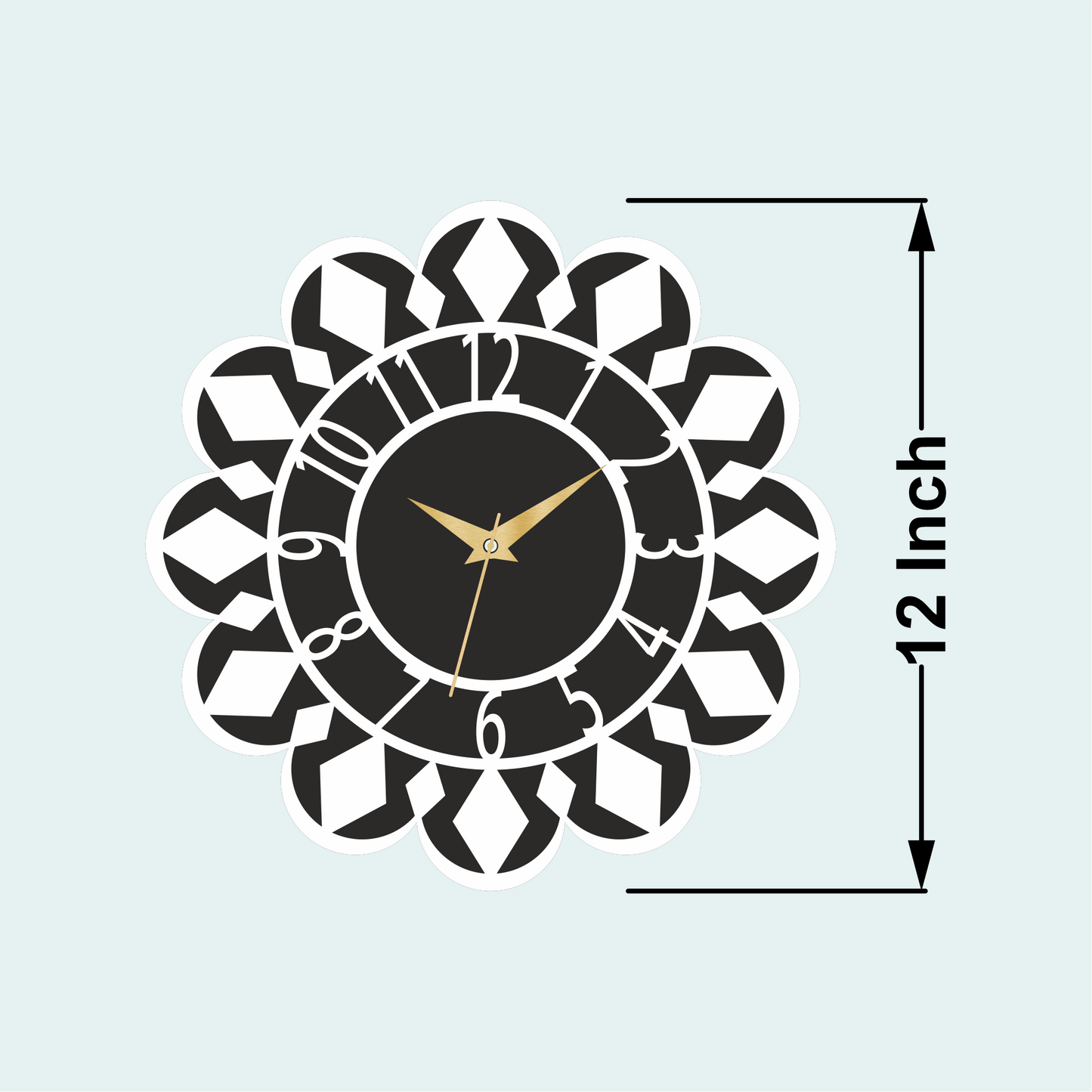 Premium Diamond Design Wall Clock | Wooden Wall Clock | 12x12 Inch