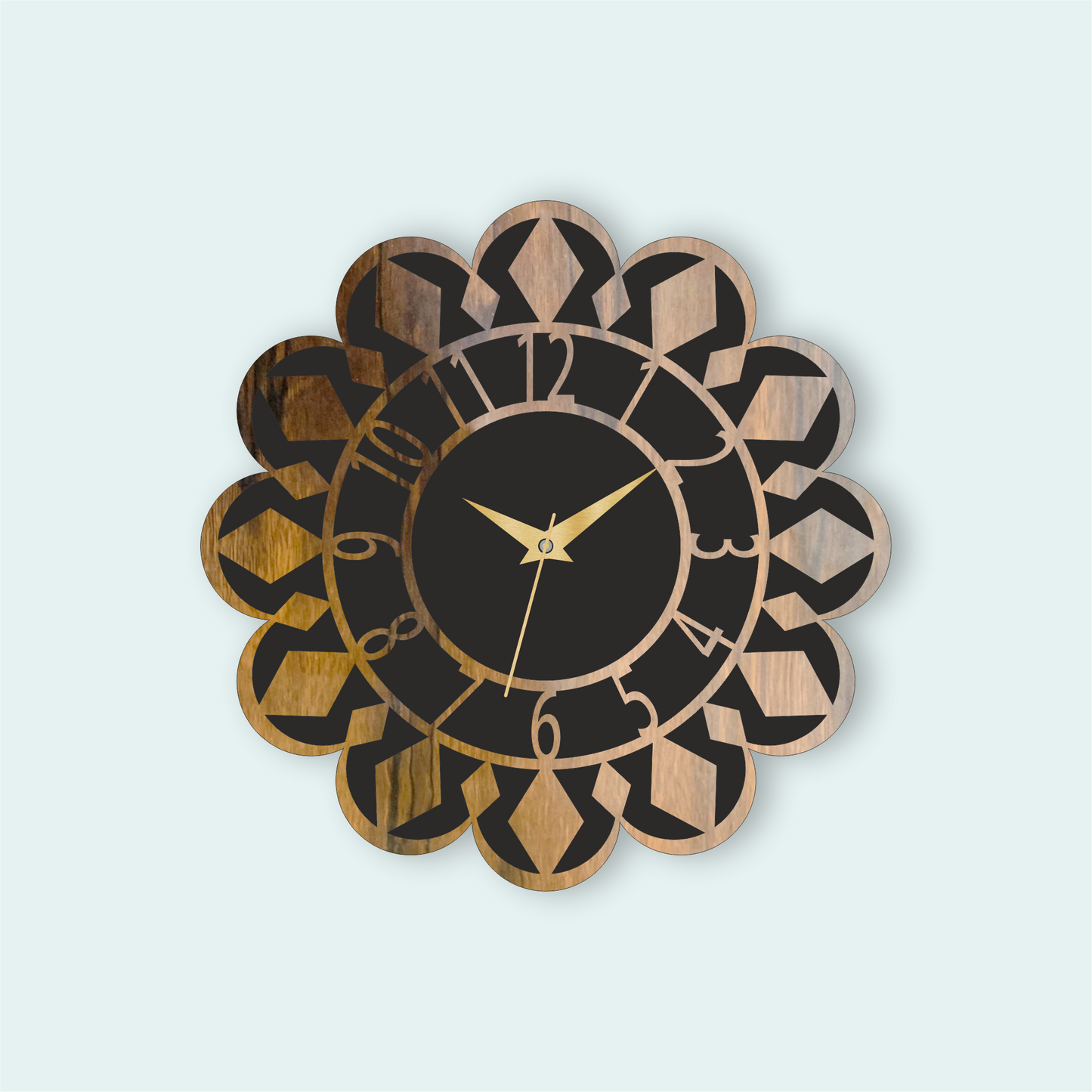 Premium Diamond Design Wall Clock | Wooden Wall Clock | 12x12 Inch