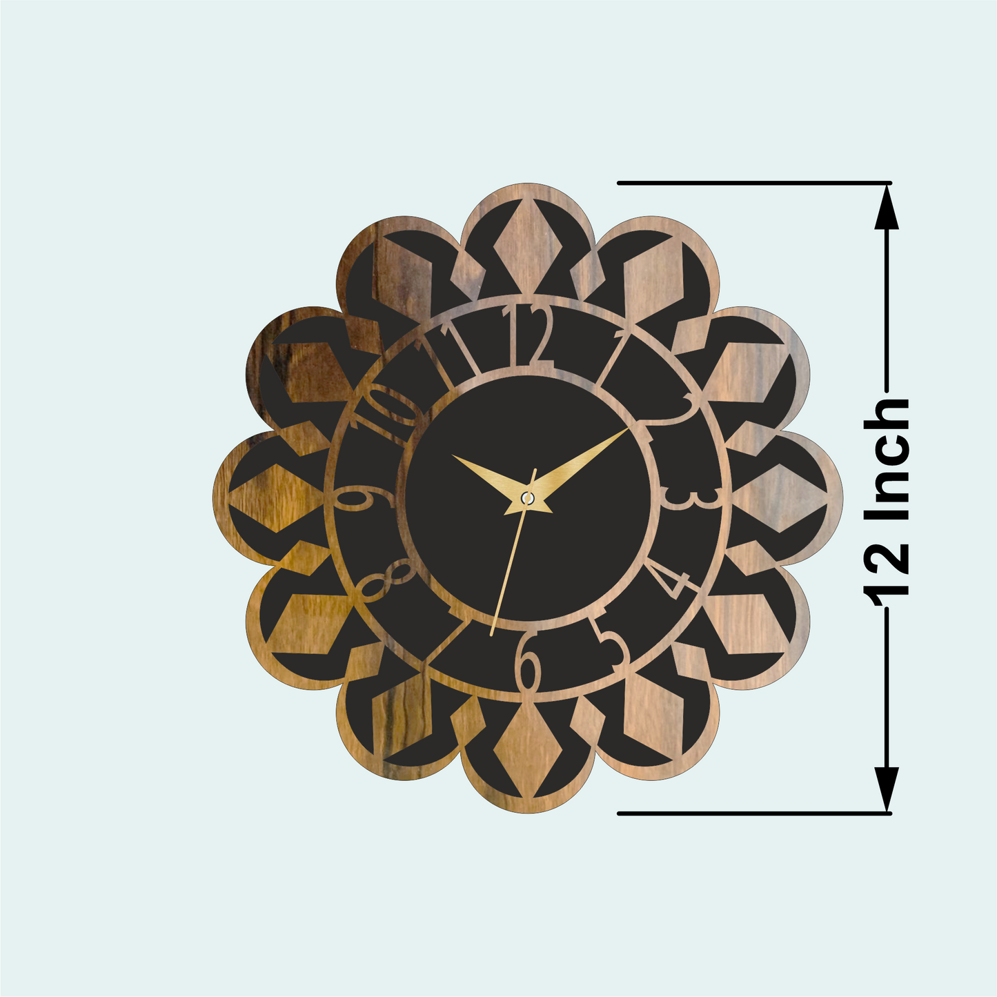 Premium Diamond Design Wall Clock | Wooden Wall Clock | 12x12 Inch