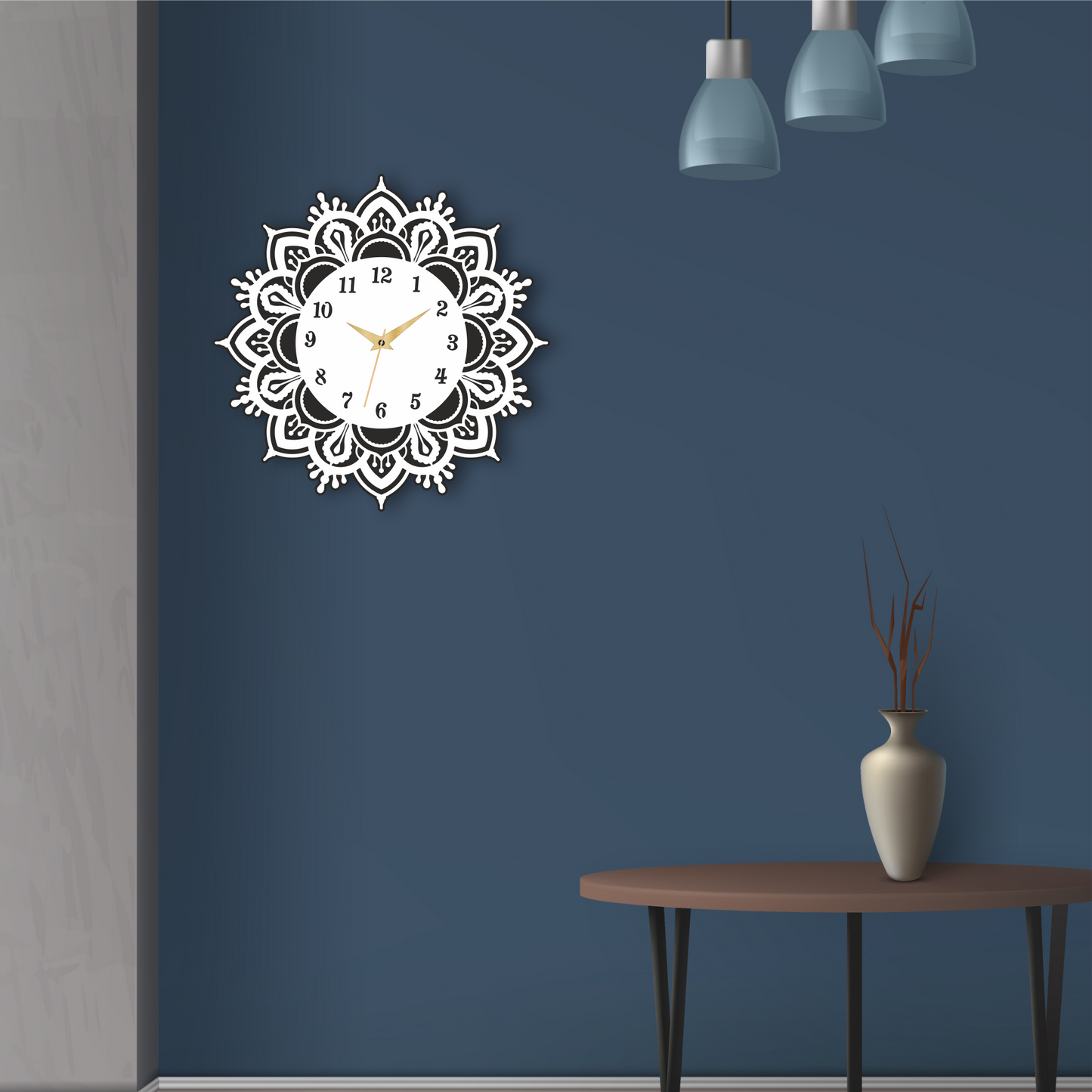 Premium Flora Wall Clock | Wooden Wall Clock | 12x12 Inch