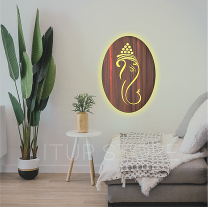 Ganesha ji - Backlit LED Logo with Wooden Finish