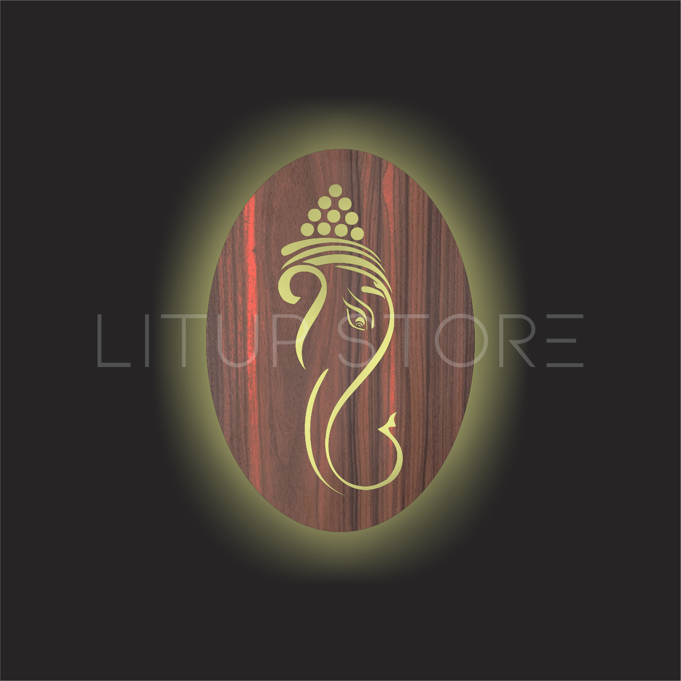 Ganesha ji - Backlit LED Logo with Wooden Finish